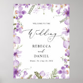 Boho chique lavendel Wildbloemen bruiloft welkom Poster (Voorkant)