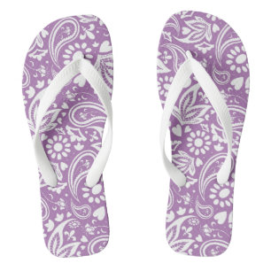 Boho chique lavendel wit paisley bloemmotief teenslippers