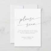 Boho chique leisteen blauw QR-code Details RSVP Kaartje (Voorkant)