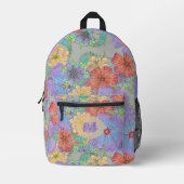 Boho chique levendige Paarse Oranje gele bloemen Bedrukte Rugzak (Voorkant)