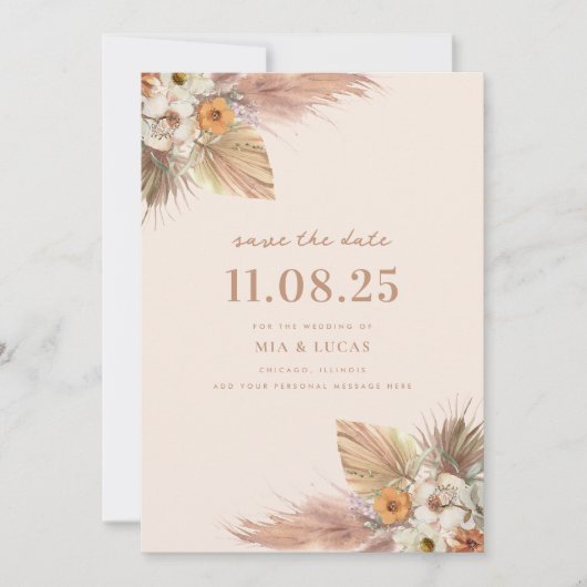 Boho chique minimalistische bruiloft Bewaar de dat Save The Date (Voorkant)