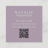Boho chique minimalistische Lila lavendel bloem QR Vierkante Visitekaartje (Achterkant)