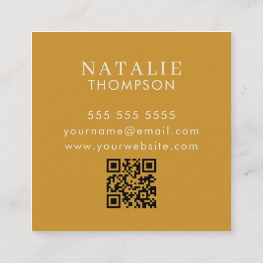 Boho chique minimalistische mosterd geel moderne Q Vierkante Visitekaartje (Achterkant)