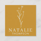 Boho chique minimalistische mosterd geel moderne Q Vierkante Visitekaartje (Voorkant)