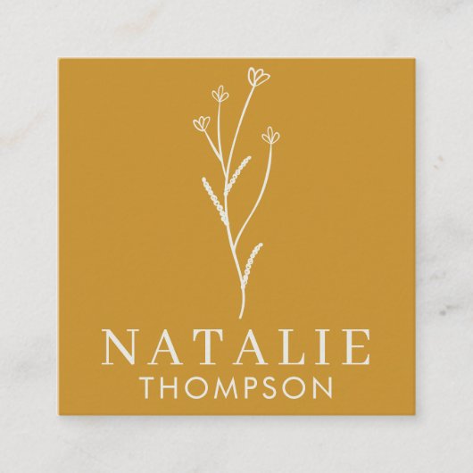 Boho chique minimalistische mosterd geel moderne Q Vierkante Visitekaartje (Voorkant)