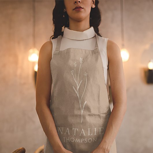 Boho Chique Mushroom Bruin gepersonaliseerd Monogr Schort