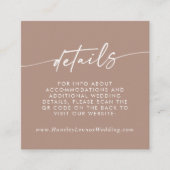 Boho Chique Neutrale Taupe Bruiloft QR Code Detail Informatiekaartje (Voorkant)