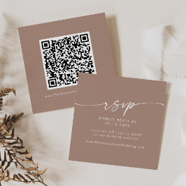 Boho Chique Neutrale Taupe Bruiloft QR Code RSVP Informatiekaartje