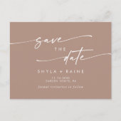 Boho Chique Neutrale Taupe Bruiloft Save the Date Uitnodiging Briefkaart (Voorkant)