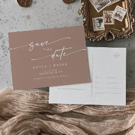 Boho Chique Neutrale Taupe Bruiloft Save the Date Uitnodiging Briefkaart