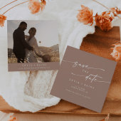 Boho Chique Neutrale Taupe Square Foto Terug Save The Date
