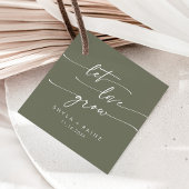 Boho chique olijfgroen laat liefde groeien bruilof bedankjes labels