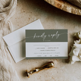 Boho Chique Olijfgroen Menu Keuze RSVP-kaart