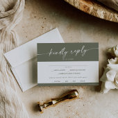 Boho Chique Olijfgroen Menu Keuze RSVP-kaart