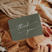 Boho Chique Olijfgroen Roze Vlakke Bruiloft Bedankkaart