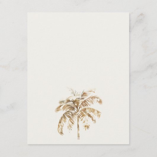 Boho Chique Palm Zeilboot Zeegezicht Bruiloft Deta Informatiekaartje (Achterkant)