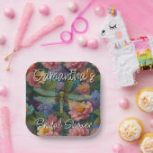  boho chique pastel bloementuin libel papieren bordje (Feest)