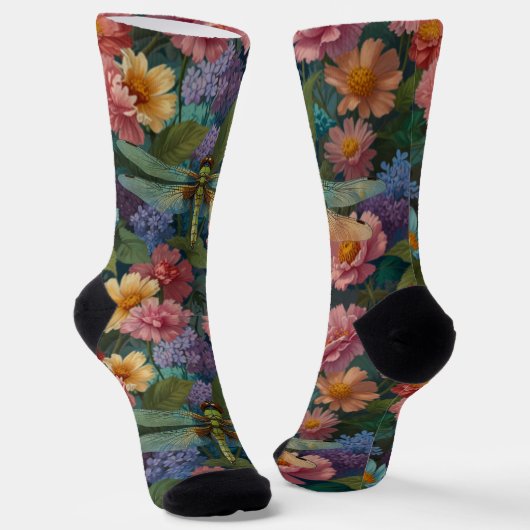 boho chique pastel bloementuin libel sokken (Gebogen)