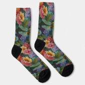boho chique pastel bloementuin libel sokken (Rechts)