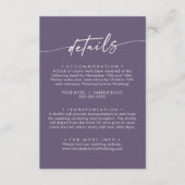 Boho chique pruim Paarse bruiloft details Informatiekaartje (Voorkant)