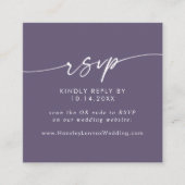 Boho chique pruim Paarse bruiloft QR-code RSVP Informatiekaartje (Voorkant)