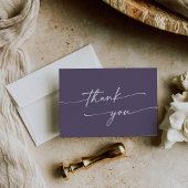 Boho chique pruim Paarse platte bruiloft Bedankkaart