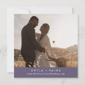 Boho chique pruim Paarse vierkant foto terug Save The Date (Achterkant)