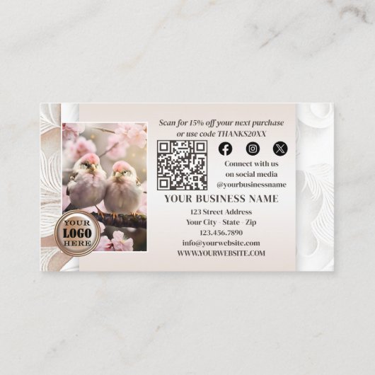 Boho chique QR code foto dank u voor uw bestelling Visitekaartje (Achterkant)