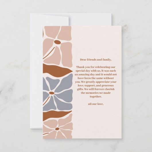 Boho chique retro bloemenbruiloft bedankkaart (Achterkant)