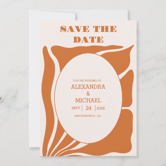 Boho chique retro bloemenbruiloft foto save the date (Voorkant)