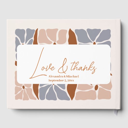 Boho chique retro bloemenbruiloft gastenboek (Achterkant)