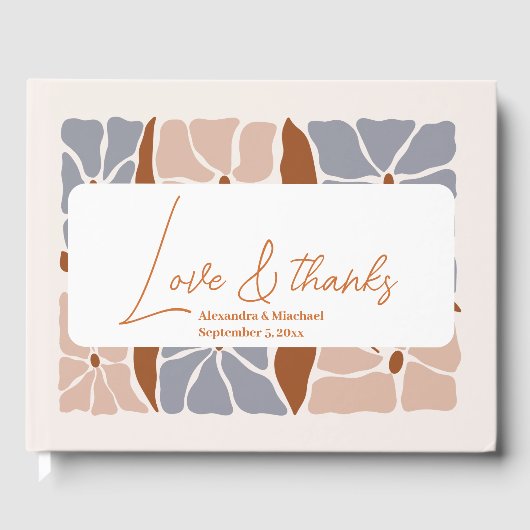 Boho chique retro bloemenbruiloft gastenboek (Voorkant)