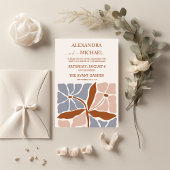 Boho chique retro bloemenbruiloft kaart