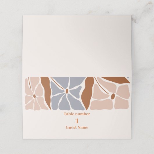 Boho chique retro bloemenbruiloft plaatskaartje (Buitenkant ongevouwen)