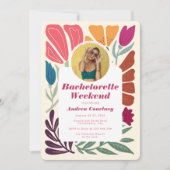Boho chique retro bloemenvrijgezellenweekend kaart (Voorkant)