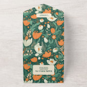 Boho chique retro kleurrijke bloemenbruiloft all in one uitnodiging (Buitenkant)