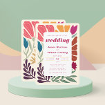 Boho chique retro kleurrijke bloemenbruiloft kaart<br><div class="desc">Boho chique retro kleurrijke bloemenbruiloft uitnodiging</div>