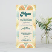 Boho chique retro kleurrijke bloemenbruiloft menu (Staand voorkant)