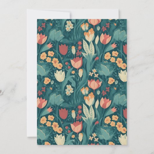 Boho chique retro kleurrijke bloemenbruiloft save the date (Achterkant)