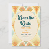 Boho chique retro kleurrijke bloemenbruiloft save the date (Voorkant)