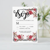 Boho Chique Rode Rozen RSVP-kaart RSVP Kaartje (Staand voorkant)
