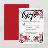 Boho Chique Rode Rozen RSVP-kaart RSVP Kaartje (Voorkant / Achterkant)