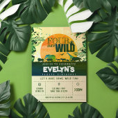 Boho chique safari dieren vier ooit wilde verjaard kaart