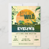 Boho chique safari dieren vier ooit wilde verjaard kaart (Voorkant)