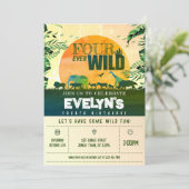 Boho chique safari dieren vier ooit wilde verjaard kaart (Staand voorkant)