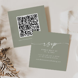 Boho Chique Sage Groene Bruiloft QR Code RSVP Informatiekaartje