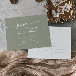 Boho Chique Sage Groene Bruiloft Save the Date Uitnodiging Briefkaart