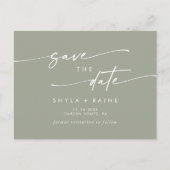 Boho Chique Sage Groene Bruiloft Save the Date Uitnodiging Briefkaart (Voorkant)