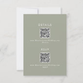 Boho Chique Sage Groene QR Code Details RSVP Kaartje (Achterkant)
