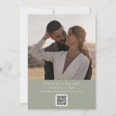 Boho Chique Sage Groene QR Code Fotokalender Save The Date (Achterkant)